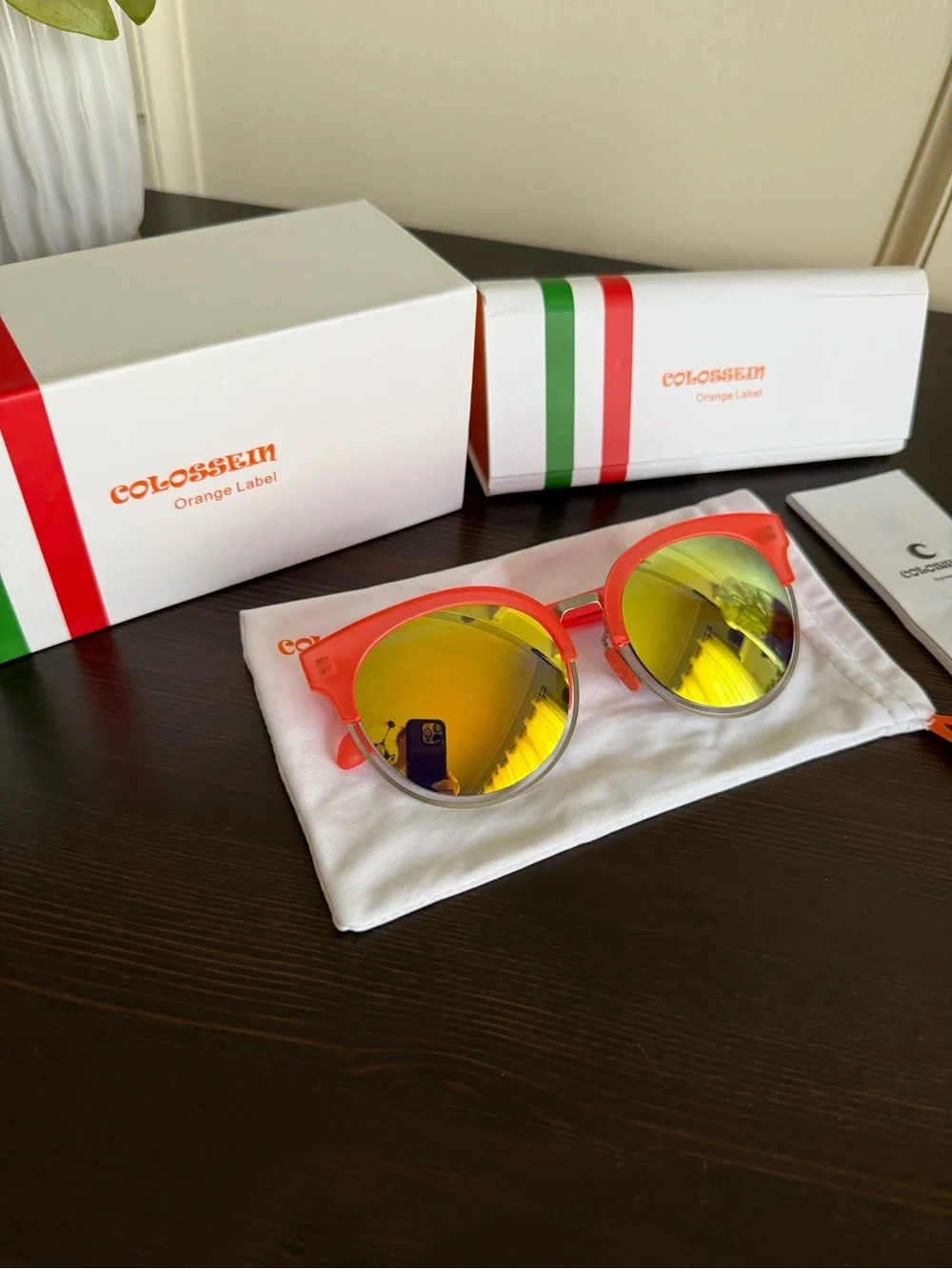 Colosseum Orange/Red Frame Yellow Mirrored Lenses Sunglasses